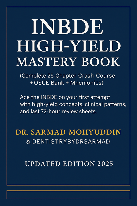 INBDE High-Yield Mastery Book (25 Chapters) – Clinical Patterns, OSCE Case Bank & Final 72-Hour Revision (369 Pages)